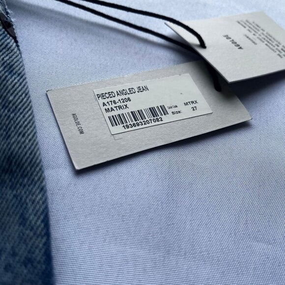 NWOT AGOLDE PIECED ANGLED JEANS IN MATRIX PATWORK DENIM - 27 - Picture 7 of 15